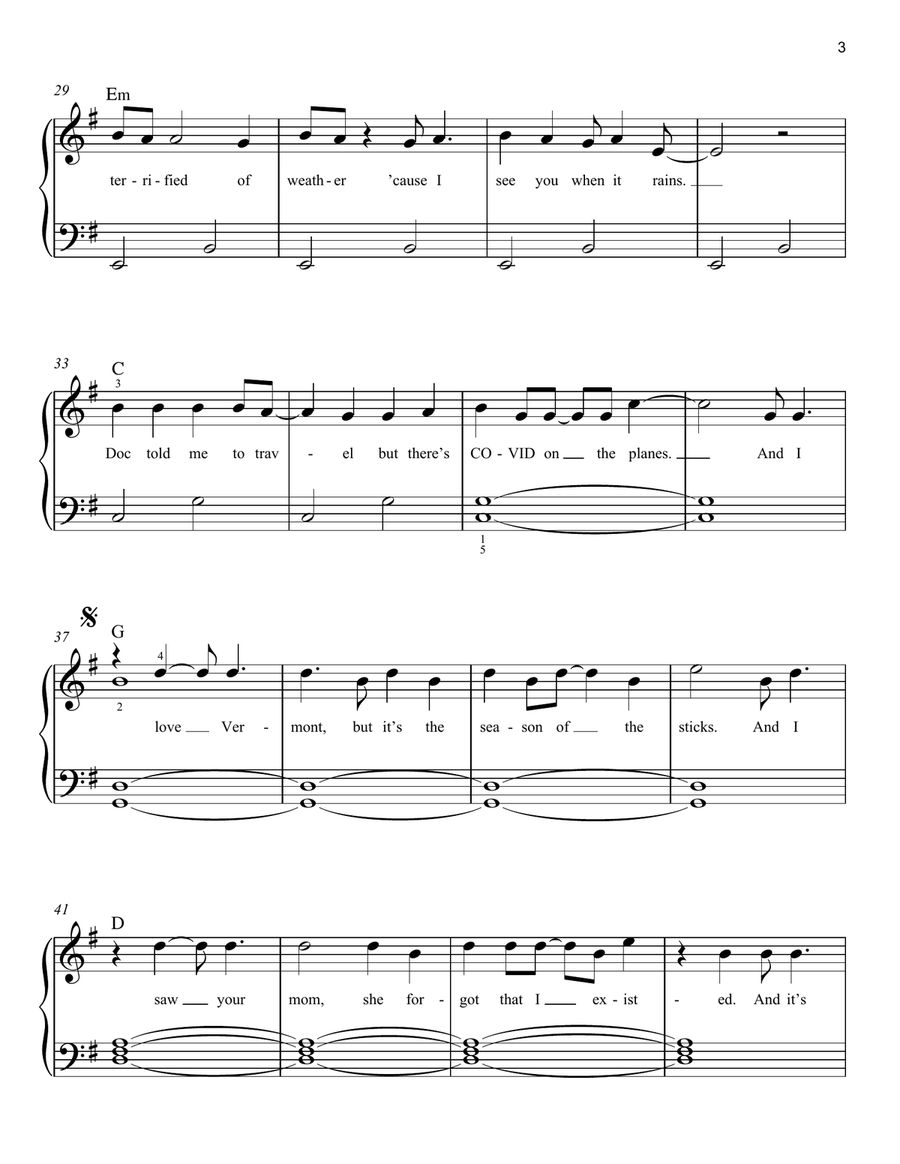 Stick Season Stick Season Easy Piano scores gallery preview page 3