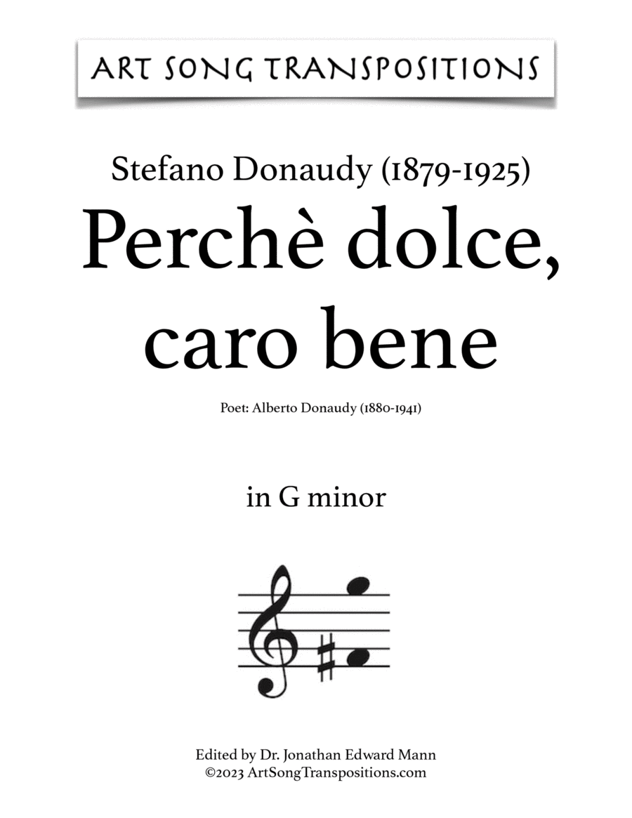 DONAUDY: Perchè dolce, caro bene (in 8 keys: G, F-sharp, F, E, E-flat, D, C-sharp, C minor)
