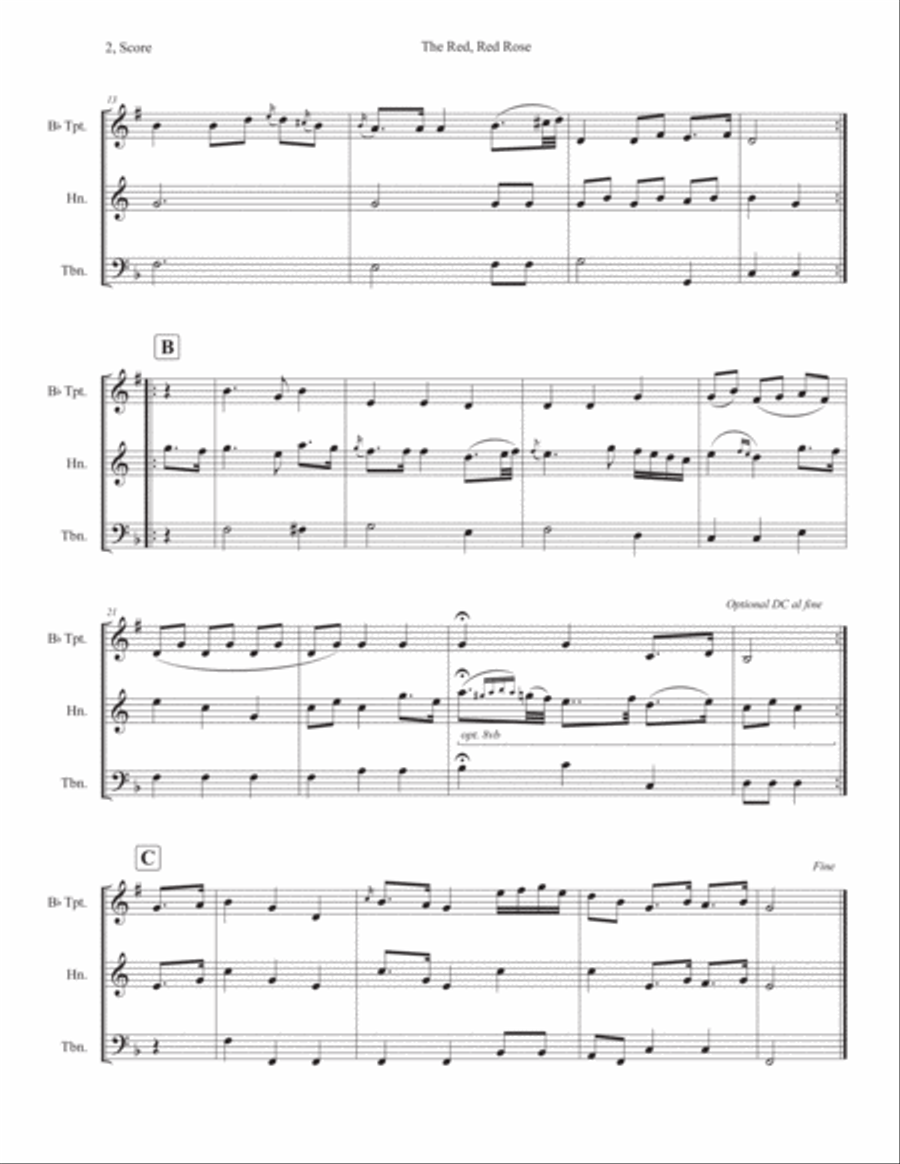 The Red, Red Rose The Red, Red Rose Horn scores gallery preview page 2