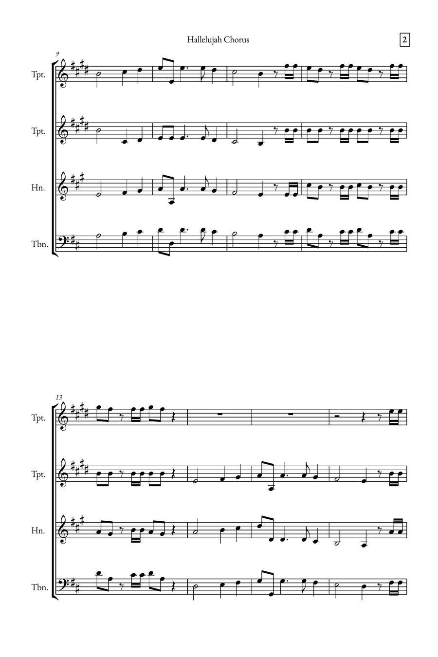 Hallelujah Chorus Brass Quartet scores gallery preview page 2