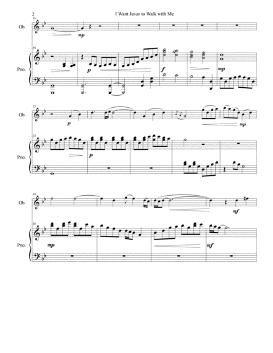 I Want Jesus to Walk with Me (Oboe/Flute & Piano) I Want Jesus to Walk with Me (Oboe/Flute & Piano) Woodwind Duet scores gallery preview page 5