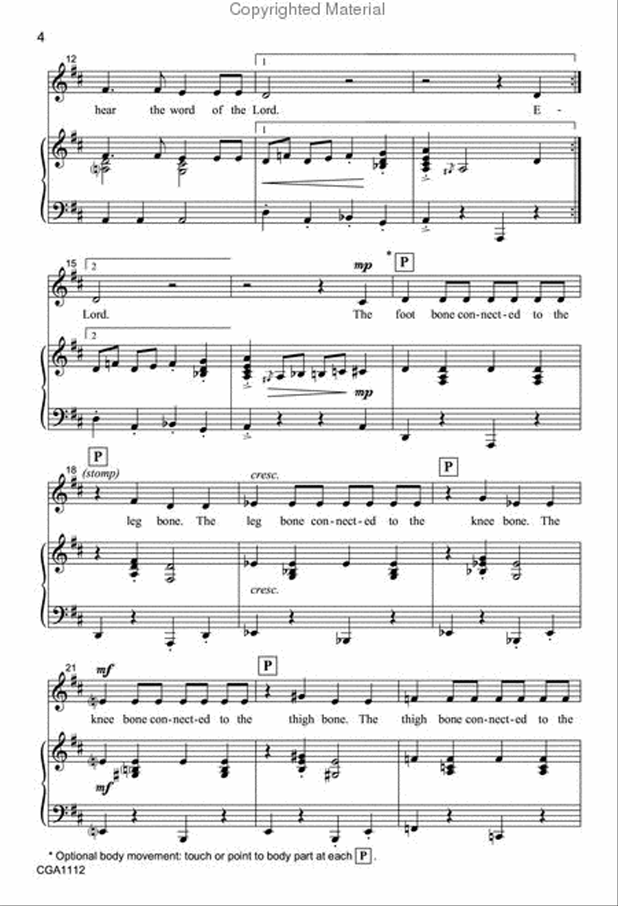 Dry Bones Unison Choir scores gallery preview page 4