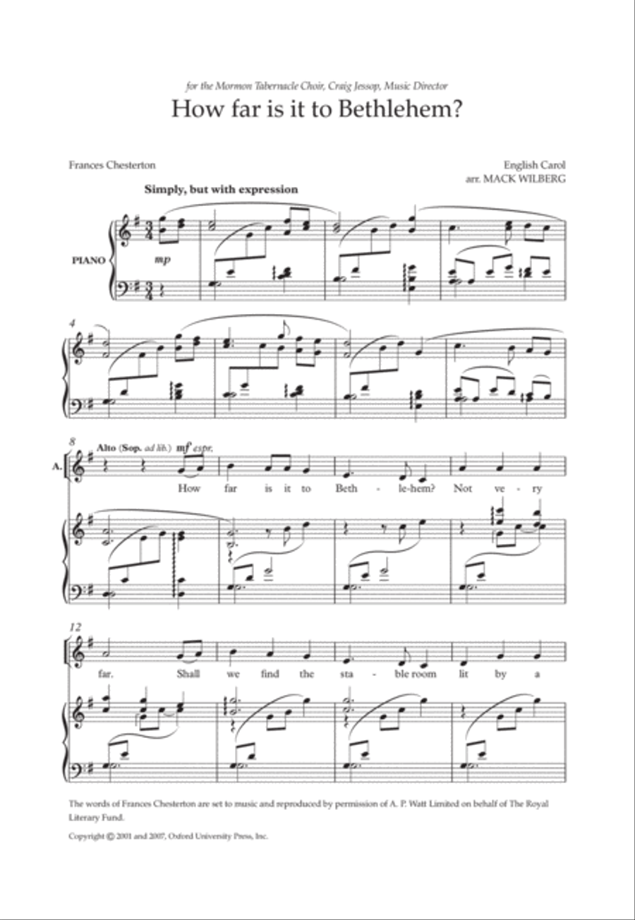 How far is it to Bethlehem? 4-Part scores gallery preview page 1