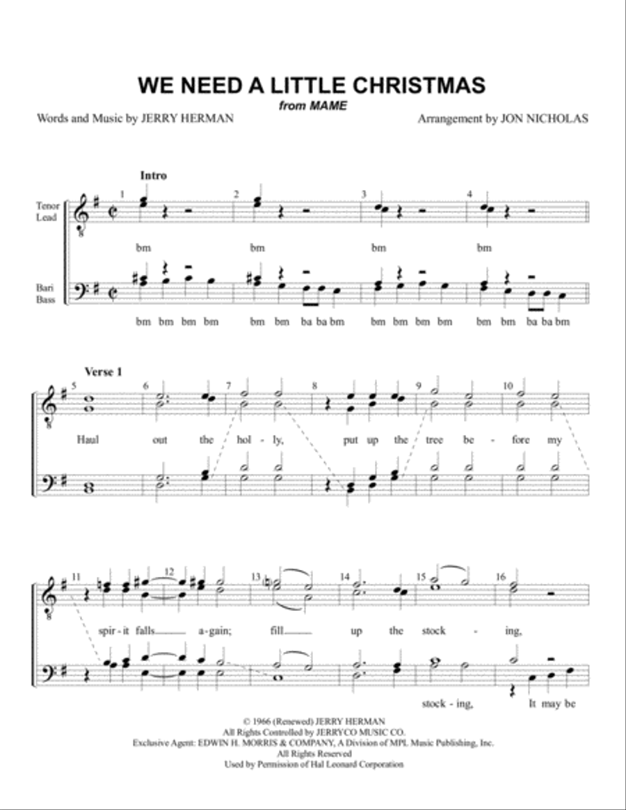 We Need A Little Christmas TTBB scores gallery preview page 1