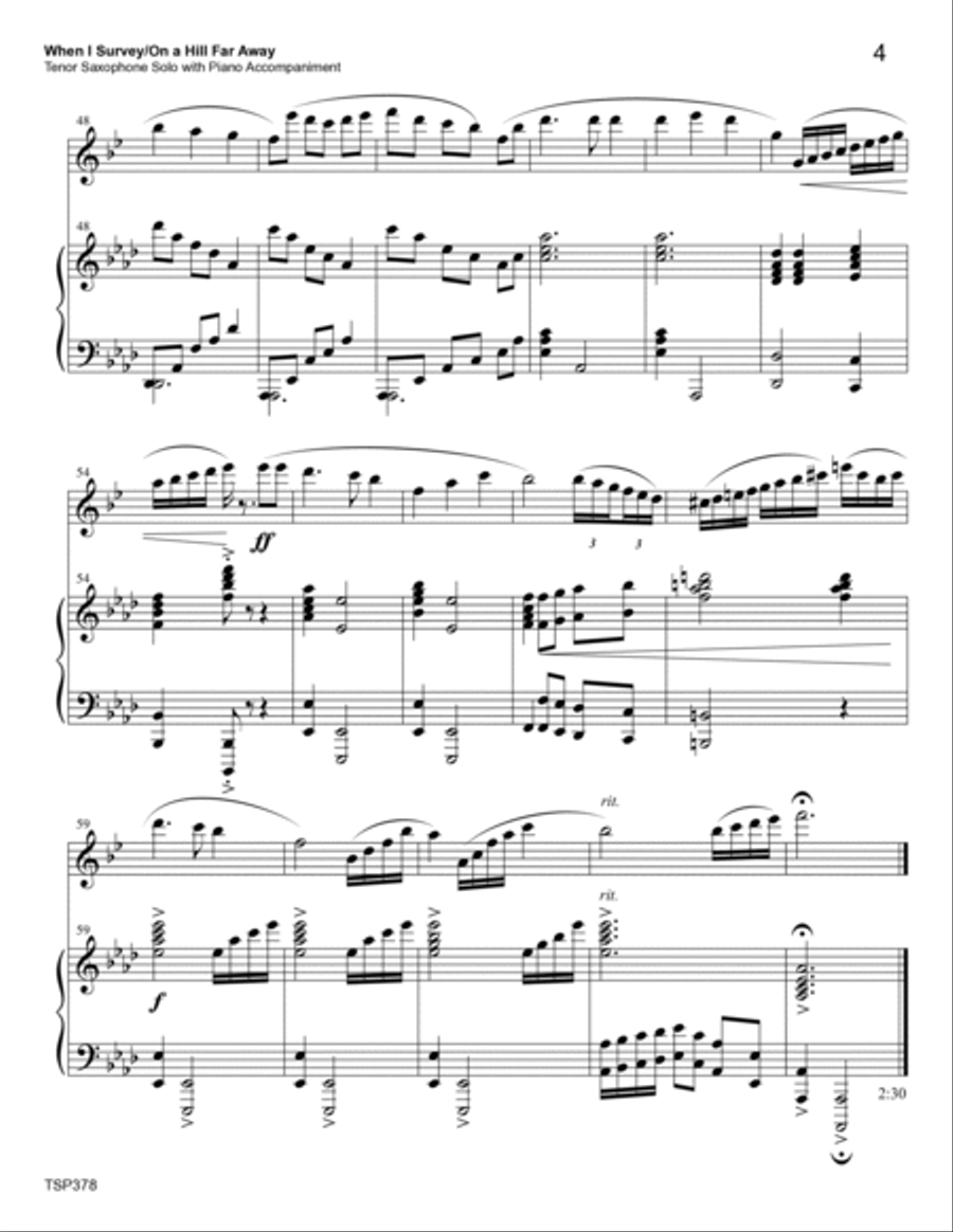 WHEN I SURVEY THE WONDROUS CROSS with THE OLD RUGGED CROSS - Tenor Saxophone Solo with Piano Accomp Tenor Saxophone scores gallery preview page 4