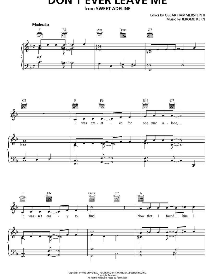 Don't Ever Leave Me Don't Ever Leave Me Piano, Vocal, Guitar scores gallery preview page 1