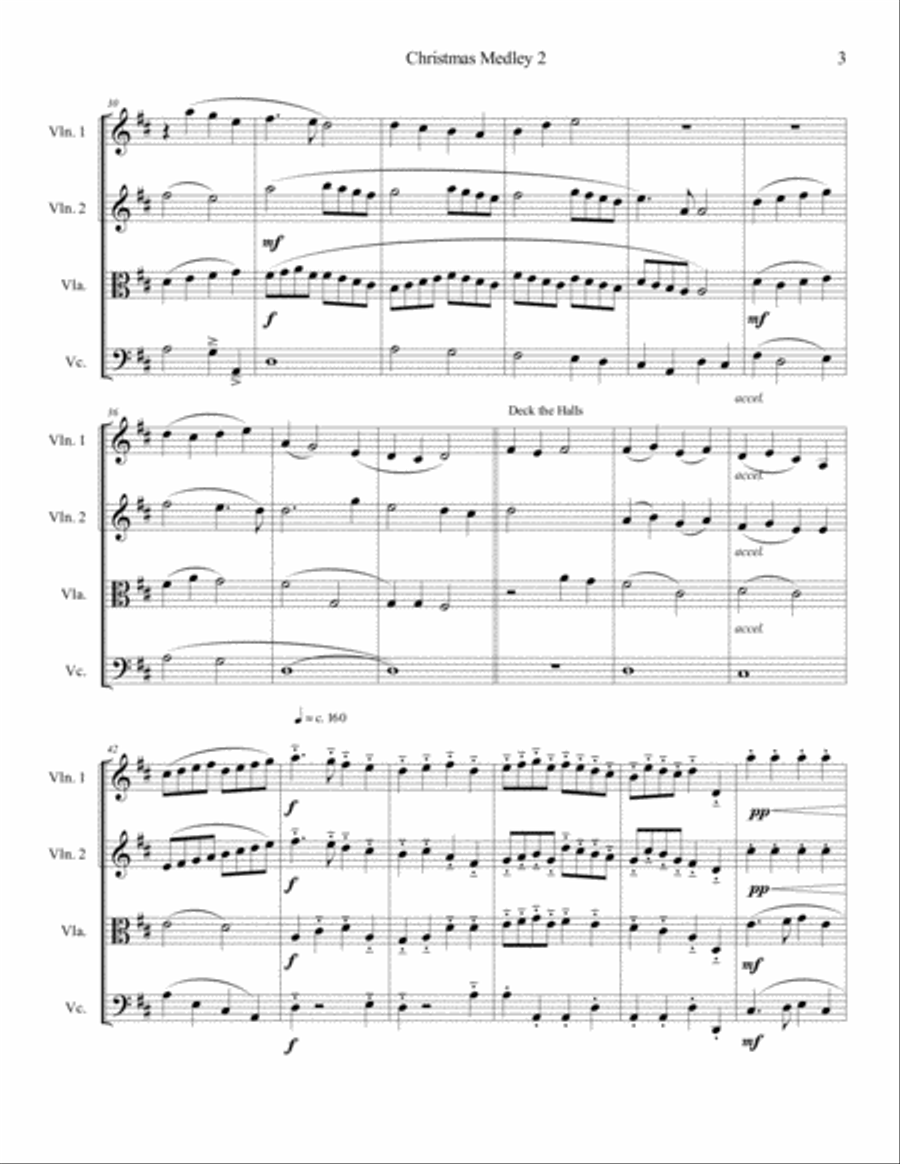 A Second Christmas Medley for String Quartet String Quartet scores gallery preview page 3