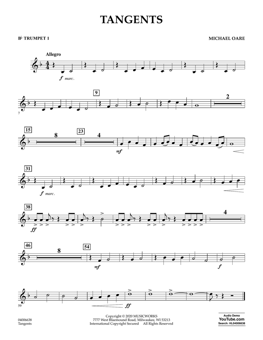 Tangents - Bb Trumpet 1 Concert Band scores gallery preview page 1