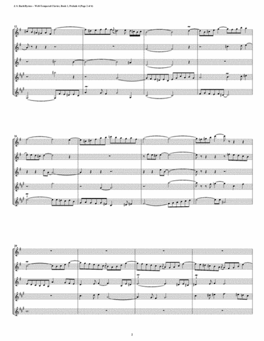 Prelude 04 from Well-Tempered Clavier, Book 1 (Clarinet Quintet) image number null