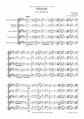 Hallelujah Chorus - Sax Quartet - D ma
