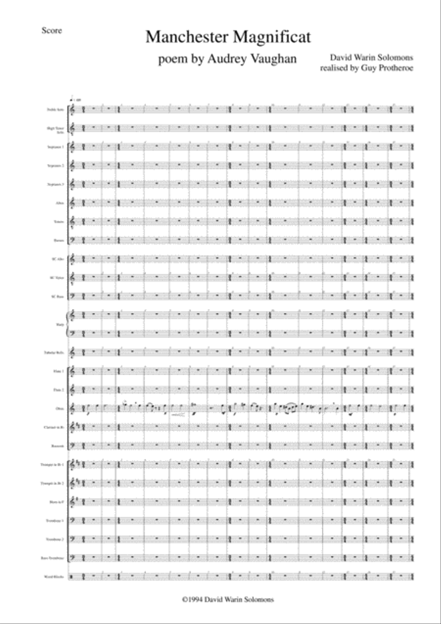 Manchester Magnificat - full orchestral version, parts and choral reduction, score Choir scores gallery preview page 1