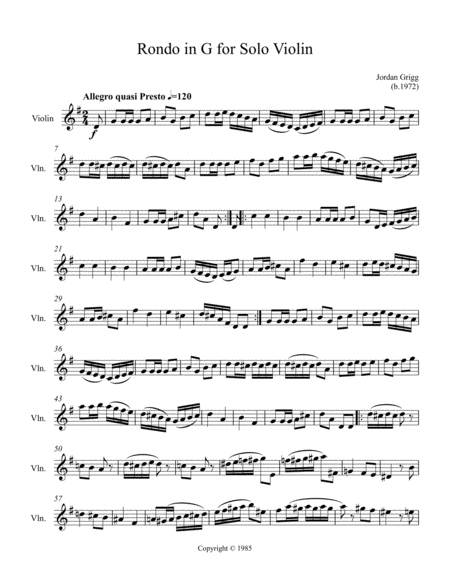 Rondo in G for Solo Violin image number null