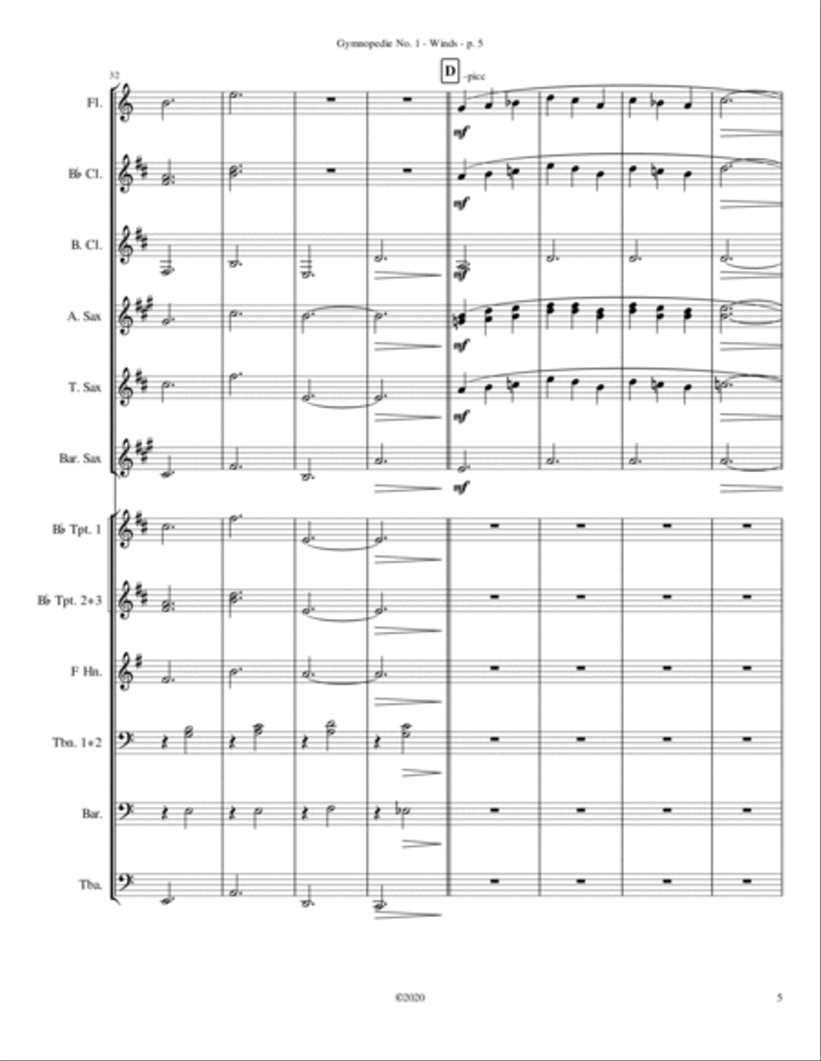 Gymnopedie No. 1 - Marching Band Arrangement Large Ensemble scores gallery preview page 5