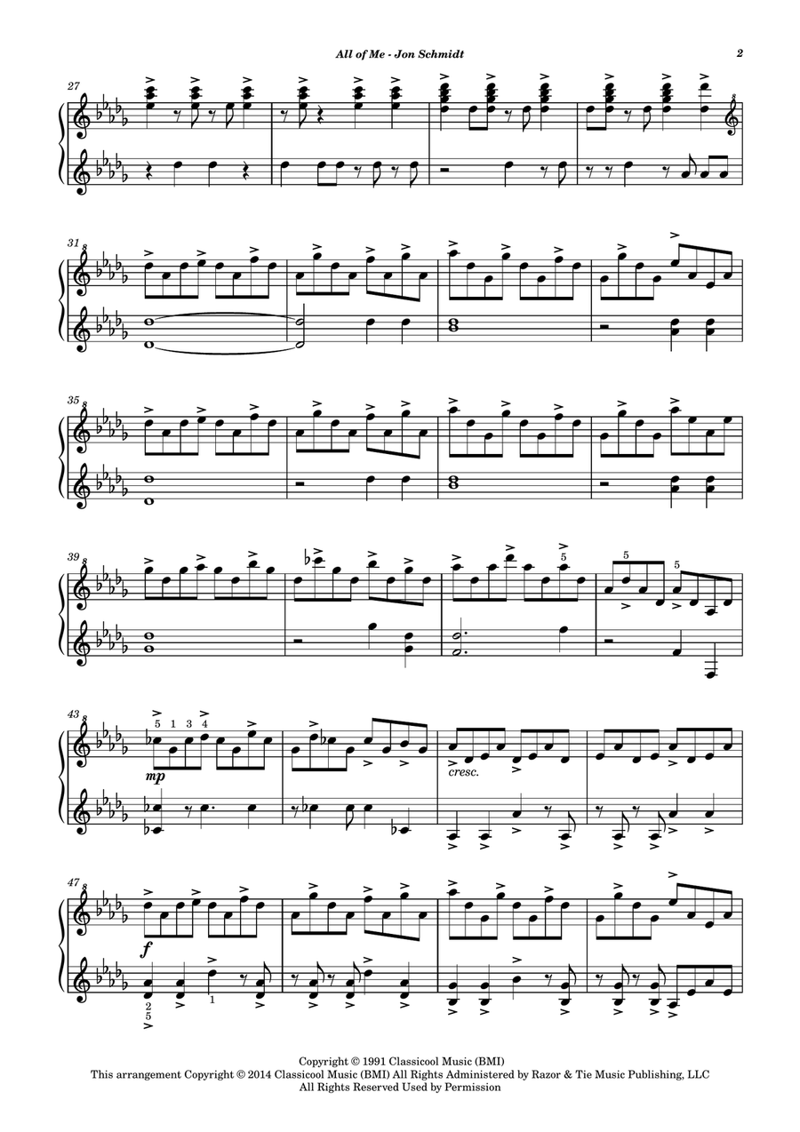All Of Me Piano Solo scores gallery preview page 3
