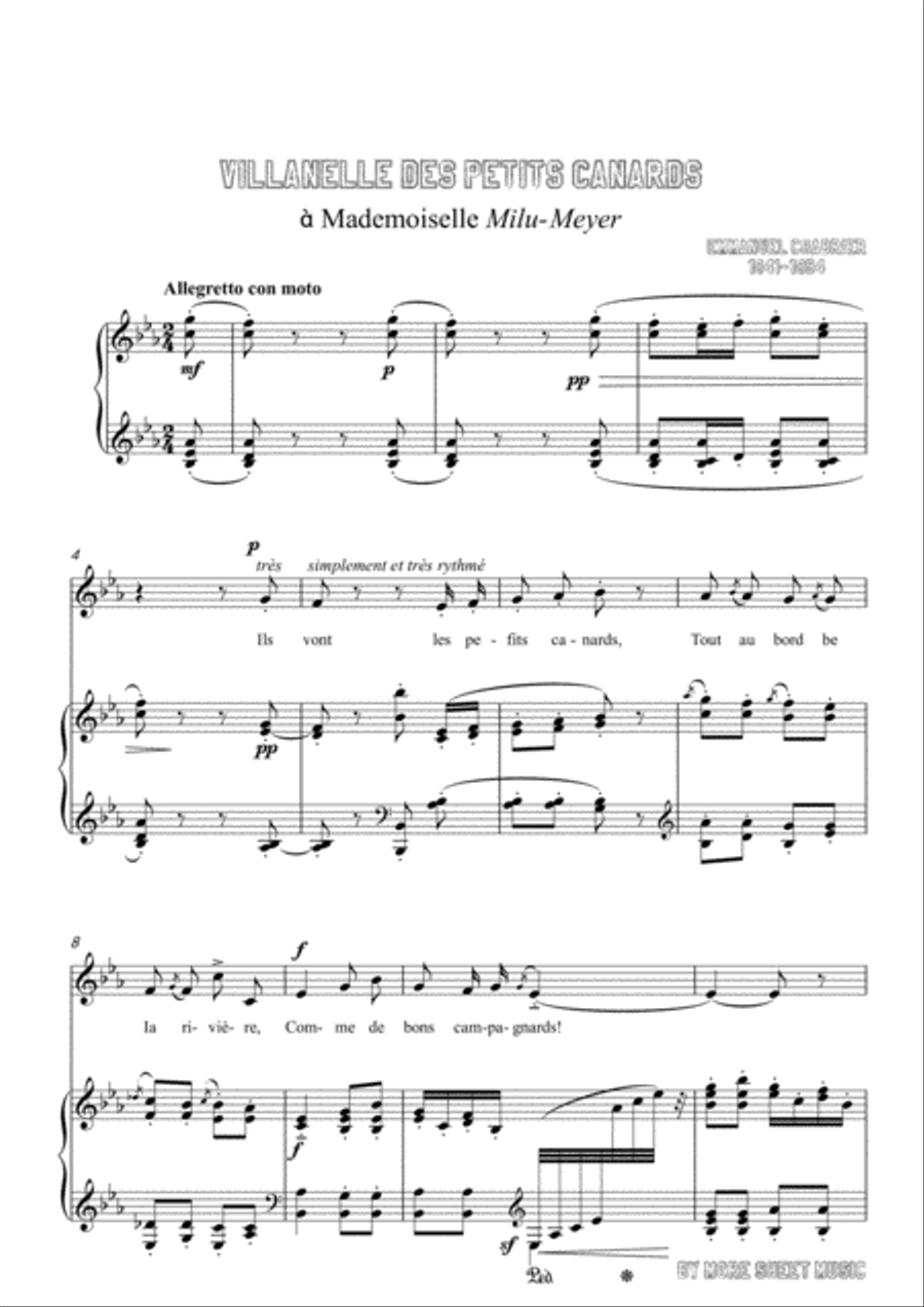 Chabrier-Villanelle des petits canards in E flat Major,for voice and piano Voice Solo scores gallery preview page 3