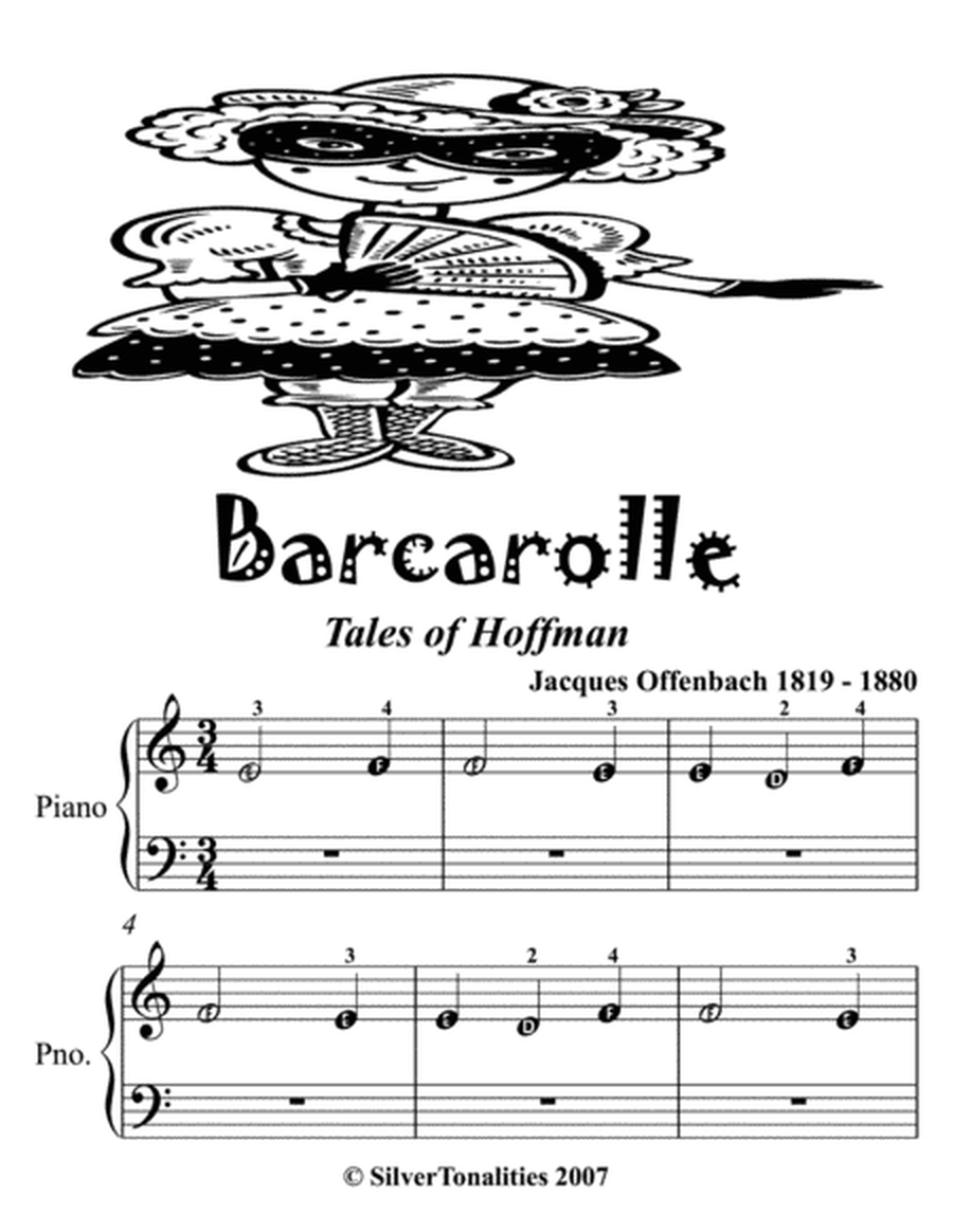 Barcarolle Tales of Hoffman Easiest Beginner Piano Sheet Music