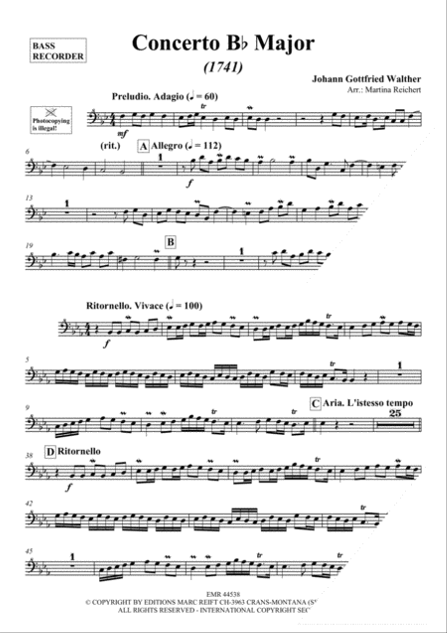 Concerto Bb Major Bass Recorder scores gallery preview page 3