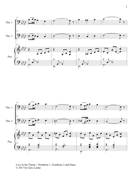 LOVE IS THE THEME (Trio – Trombone 1, Trombone 2 & Piano with Score/Parts) image number null