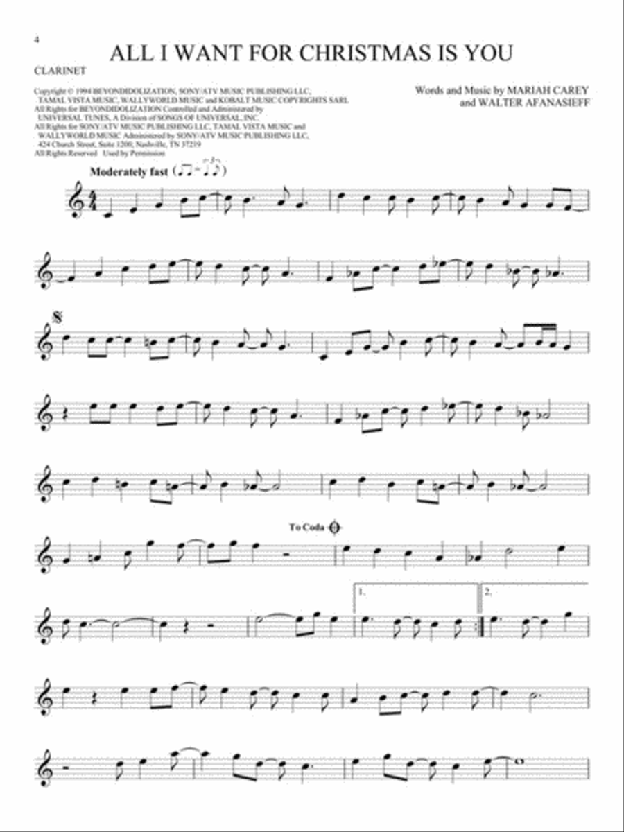 101 Christmas Songs 101 Christmas Songs Clarinet Solo scores gallery preview page 4