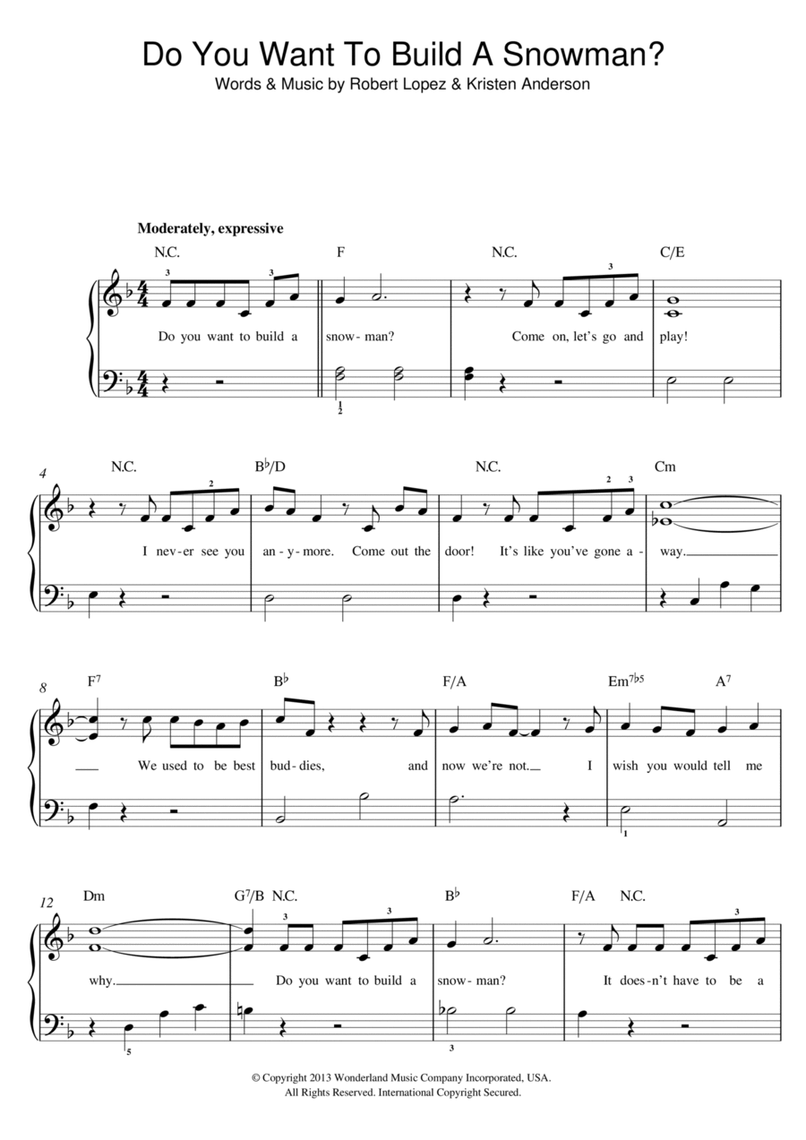 Do You Want To Build A Snowman? (from Frozen) Easy Piano scores gallery preview page 1