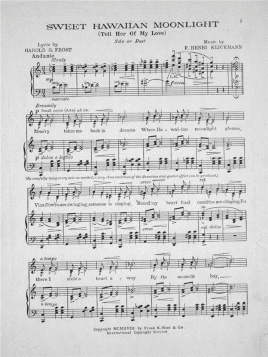 Sweet Hawaiian Moonlight (Tell Her of My Love) Voice scores gallery preview page 2