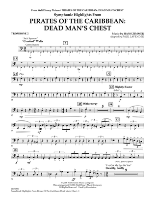 Book cover for Soundtrack Highlights from Pirates Of The Caribbean: Dead Man's Chest - Trombone 2