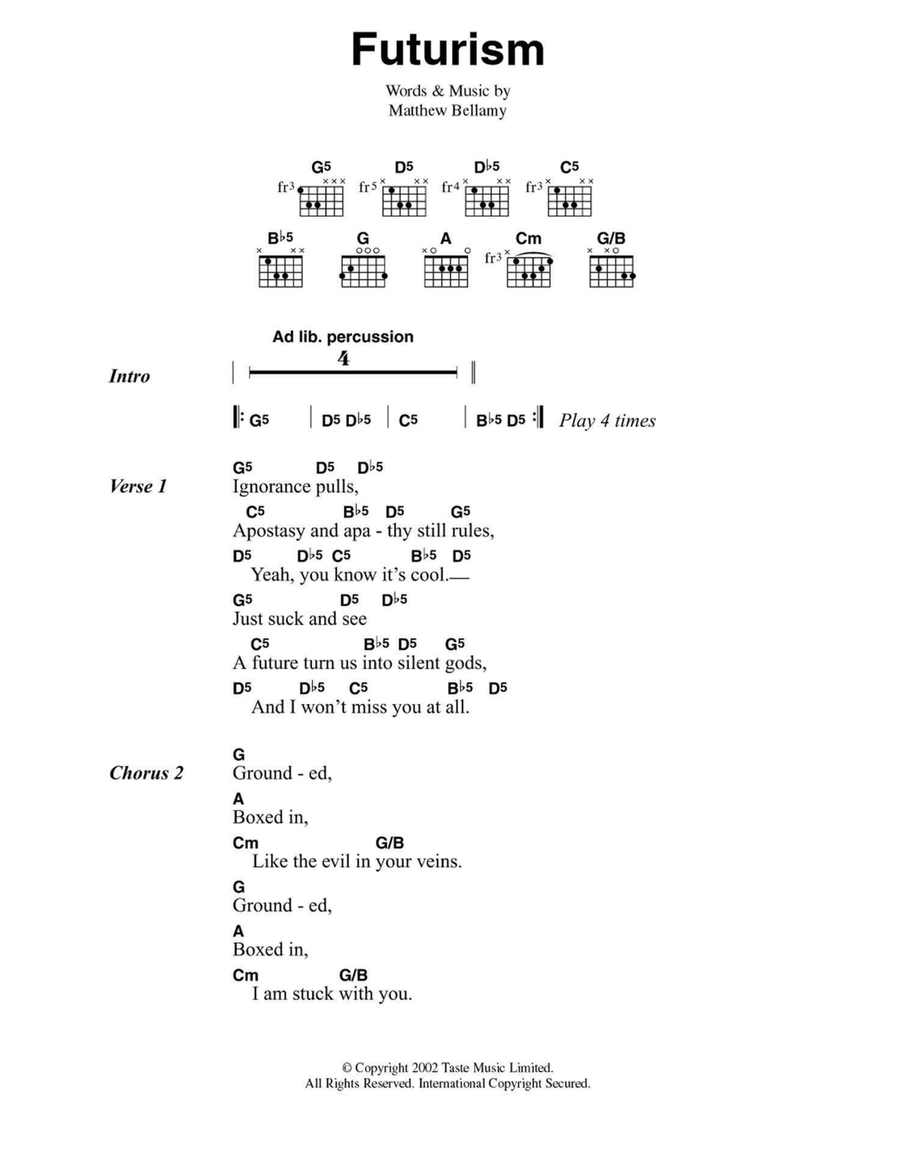 Futurism Easy Guitar scores gallery preview page 1