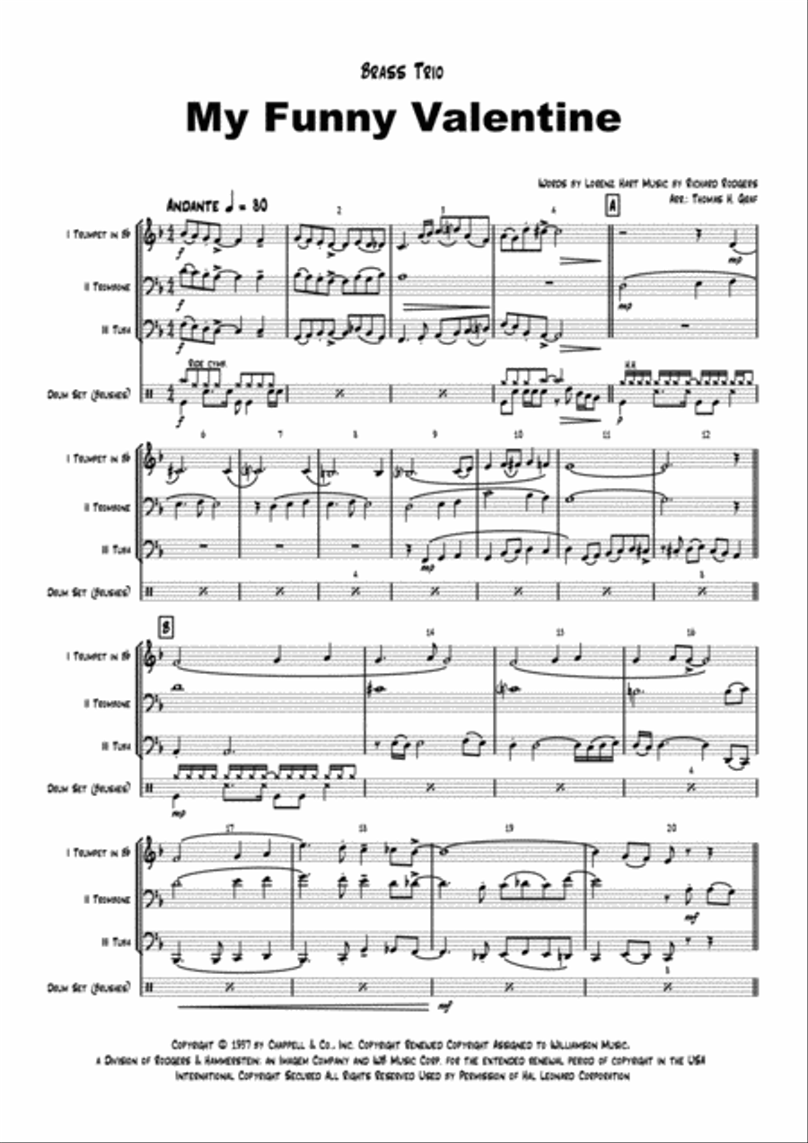 My Funny Valentine Euphonium scores gallery preview page 1