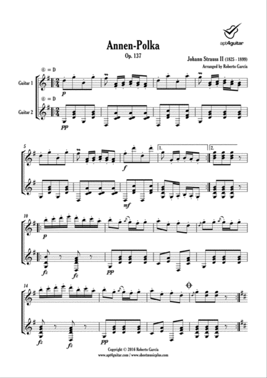 Annen-Polka Annen-Polka Classical Guitar scores gallery preview page 2