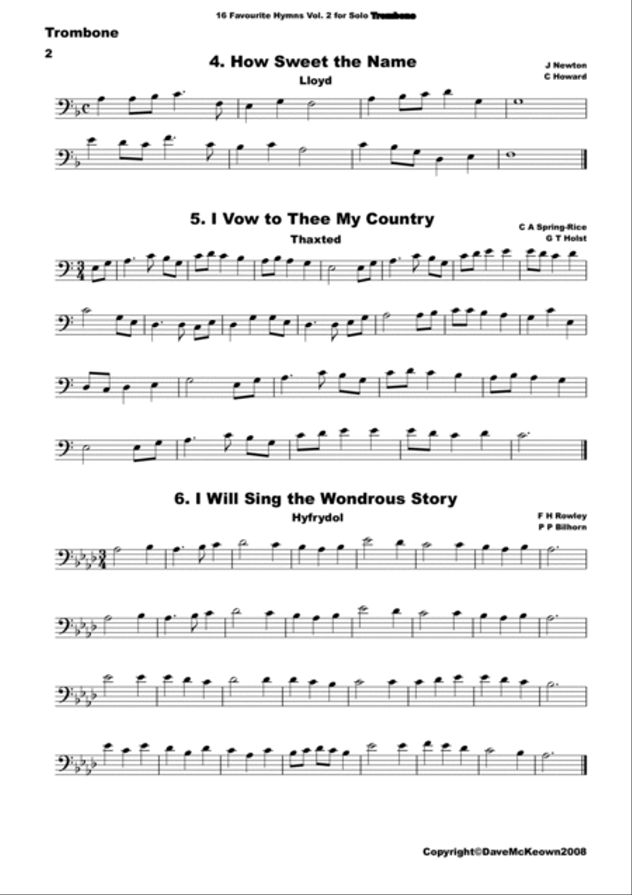 16 Favourite Hymns Vol.2 for solo Trombone Piano scores gallery preview page 2