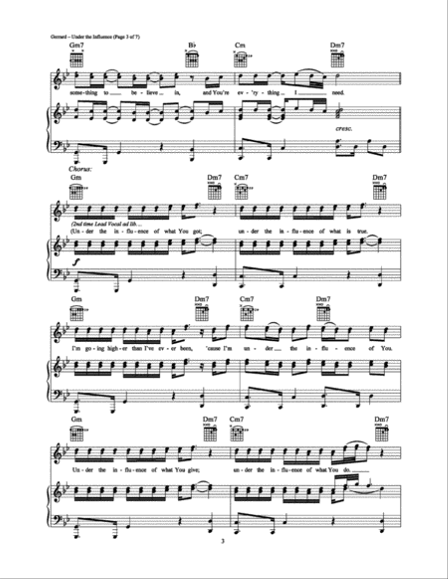 Under the Influence Under the Influence Piano, Vocal, Guitar scores gallery preview page 3