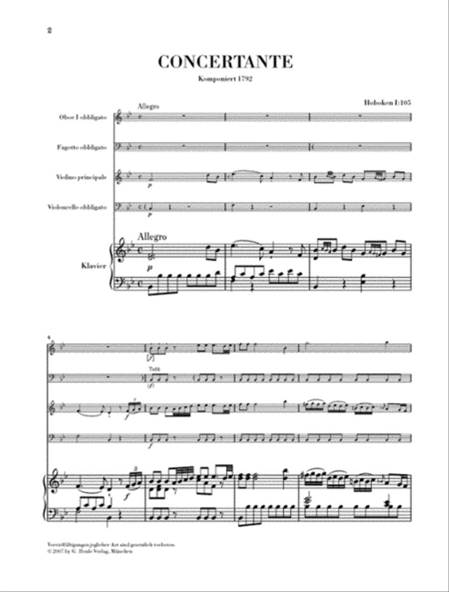Concertante in B-flat Major Hob.I:105 Bassoon scores gallery preview page 2