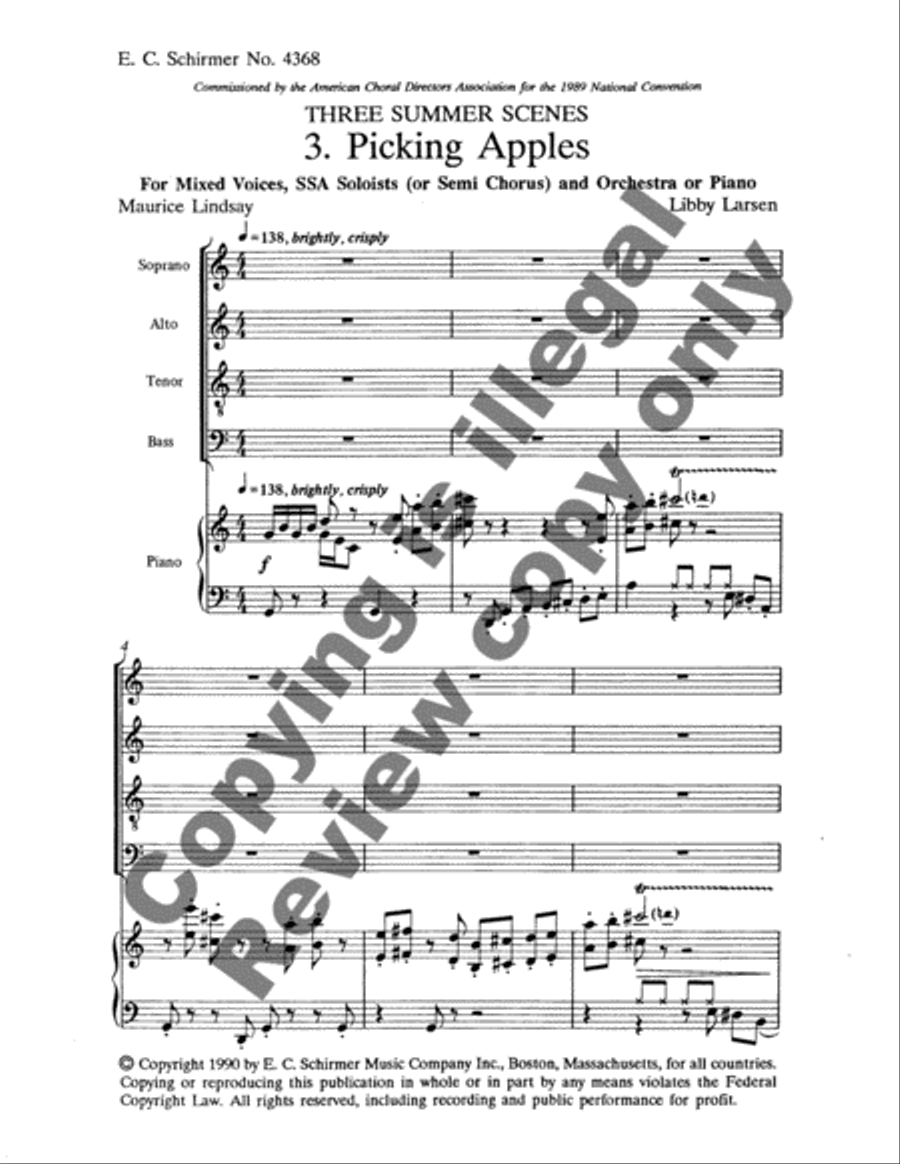 Three Summer Scenes: 3. Picking Apples SSA scores gallery preview page 13