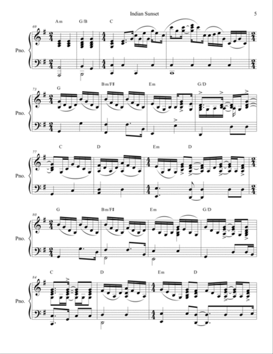 Indian Sunset Indian Sunset Piano Solo scores gallery preview page 5