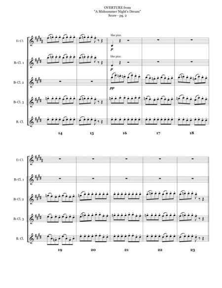 Overture to "A Midsummer Night's Dream" for Clarinet Quartet
