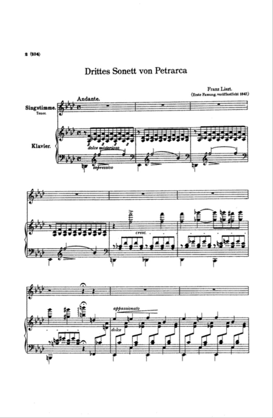 Liszt: Songs, Volume II, Nos. 14-25 (Italian or German) Voice scores gallery preview page 1