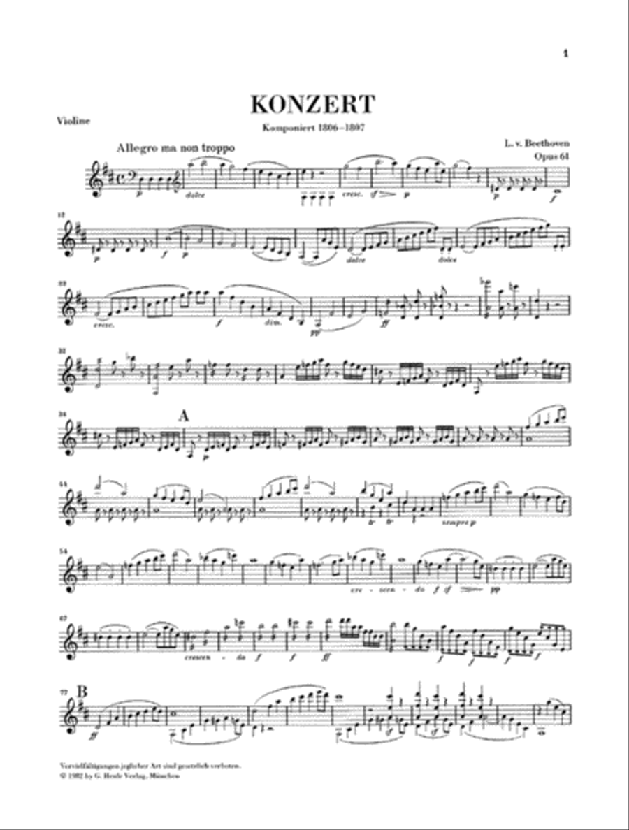 Concerto D major for Violin and Orchestra op. 61 Violin Solo scores gallery preview page 2