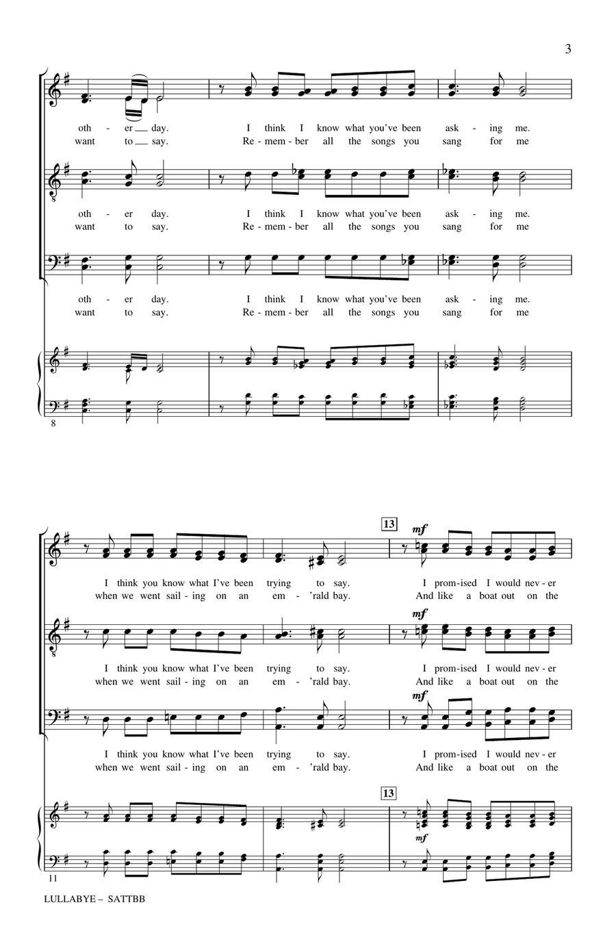 Lullabye (Goodnight, My Angel) (arr. Philip Lawson) Choir scores gallery preview page 2