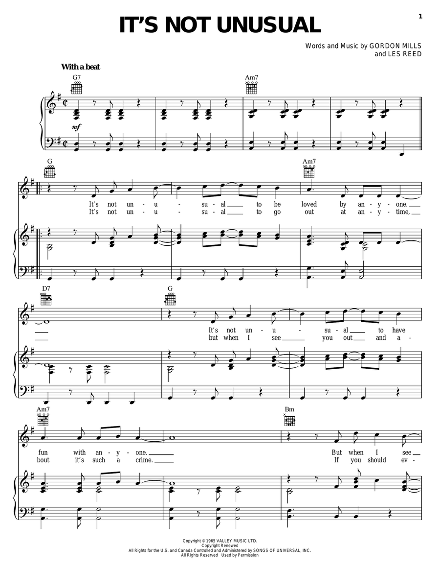 It's Not Unusual Piano, Vocal, Guitar scores gallery preview page 1