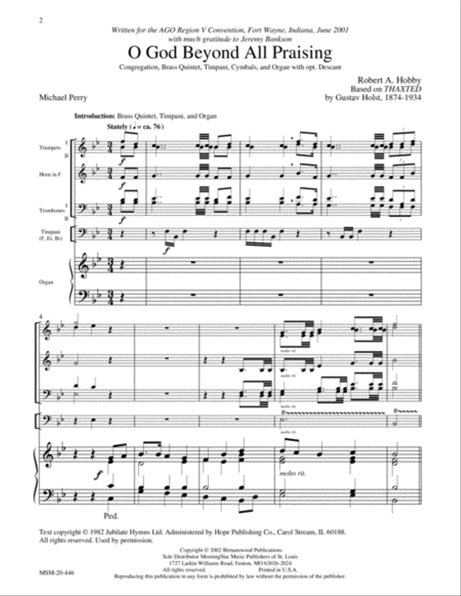 O God, Beyond All Praising (Thaxted) Choir scores gallery preview page 2