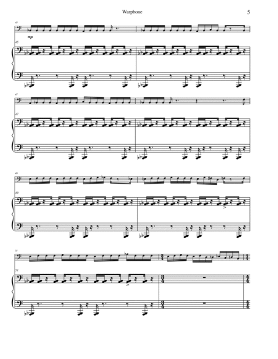 Warpbone (for trombone and piano) Trombone Duet scores gallery preview page 5