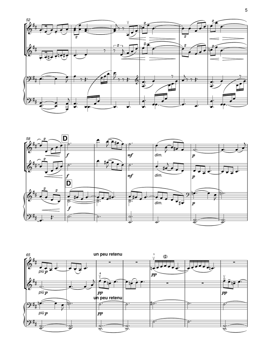 DEBUSSY Petite Suite (3 movements) for two violins & piano String Duet scores gallery preview page 5