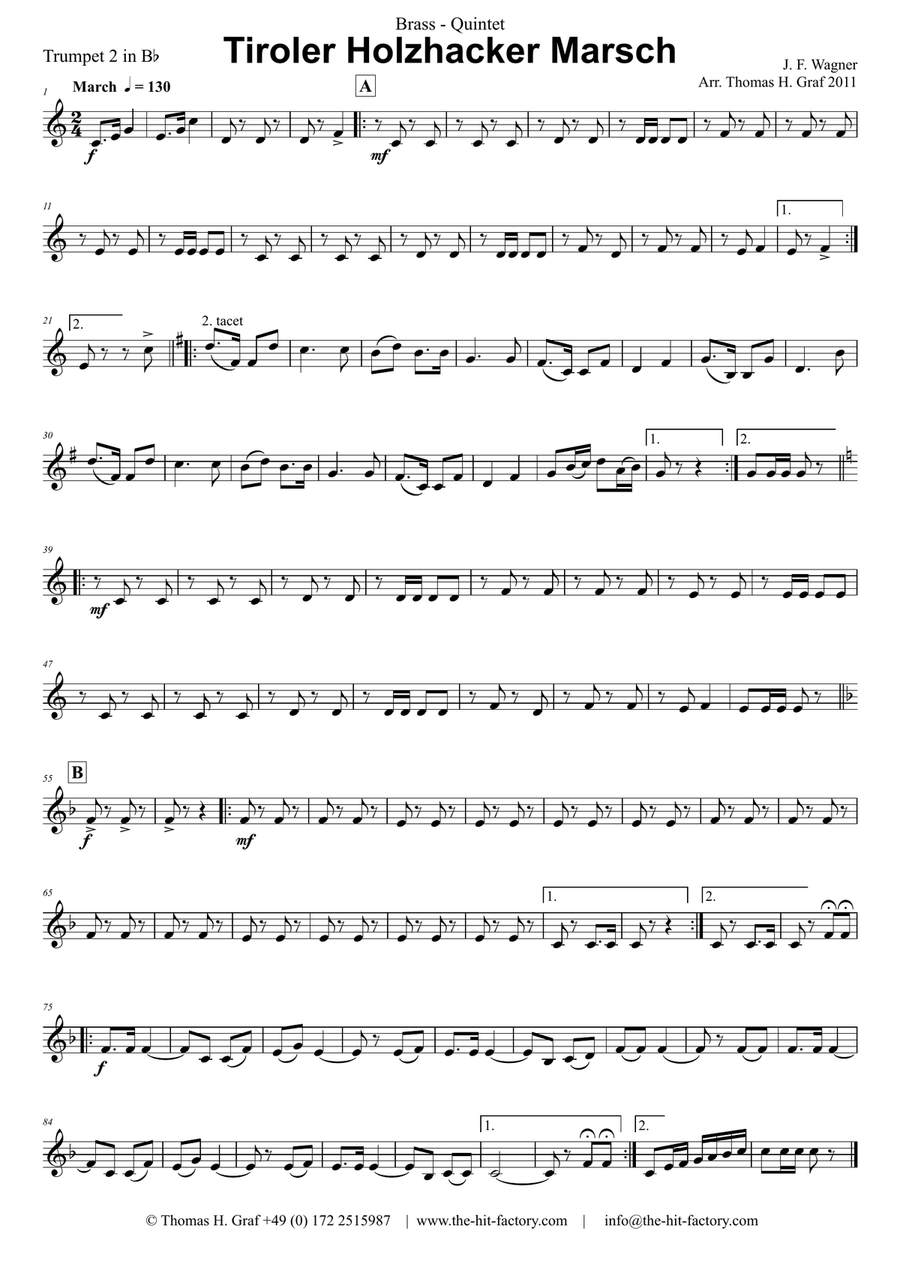 Tiroler Holzhacker Marsch - German Polka March - Oktoberfest - Brass Quintet Brass Quintet scores gallery preview page 5