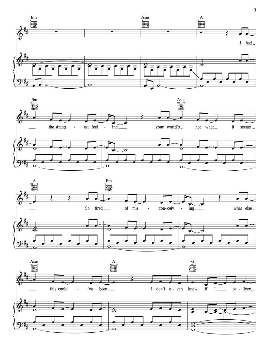 Believe Piano, Vocal, Guitar scores gallery preview page 3