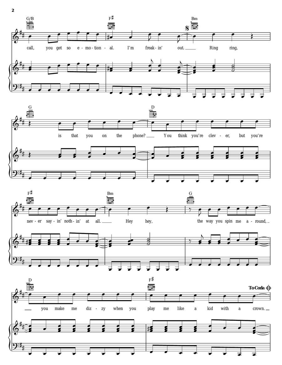 Ring Ring Piano, Vocal, Guitar scores gallery preview page 2