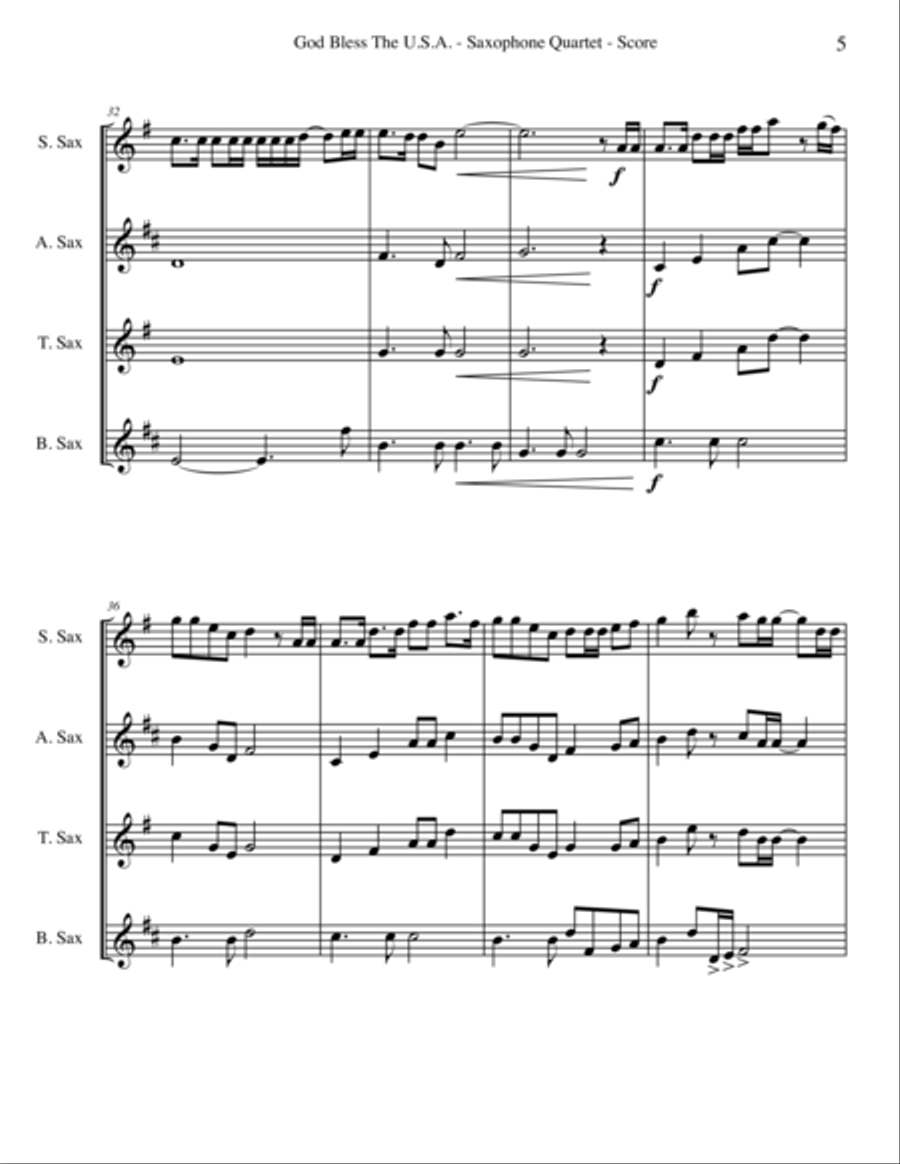 God Bless The U.S.A. God Bless The U.S.A. Woodwind Quartet scores gallery preview page 5