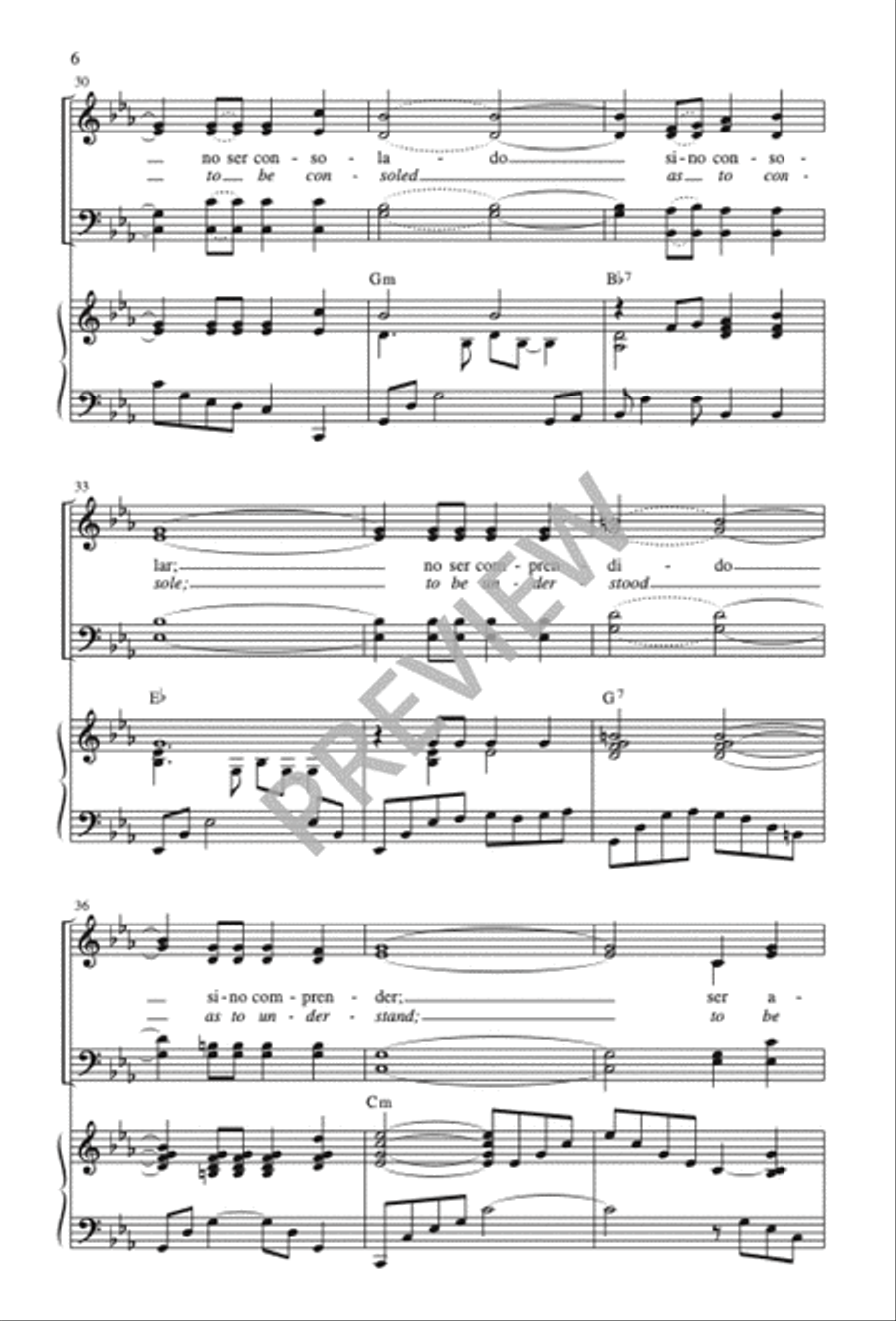 Oración de San Francisco / Prayer of Saint Francis 4-Part scores gallery preview page 7