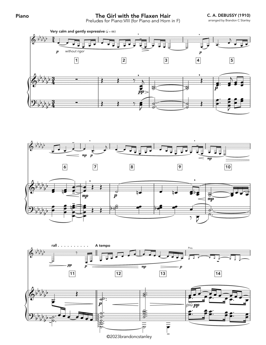 La Fille aux Cheveux de Lin (The Girl with the Flaxen Hair) Horn scores gallery preview page 1