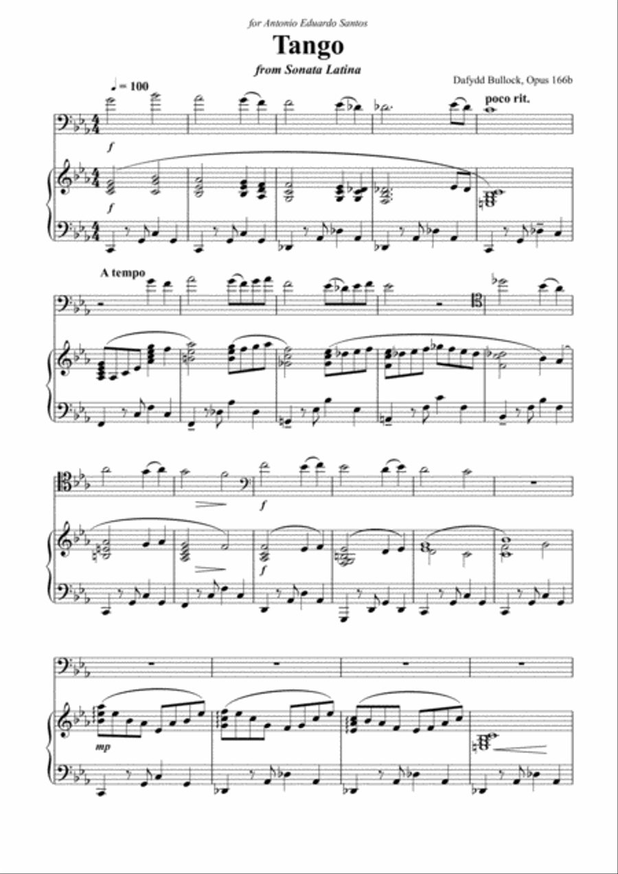 Tango for Cello and Piano Piano Accompaniment scores gallery preview page 1