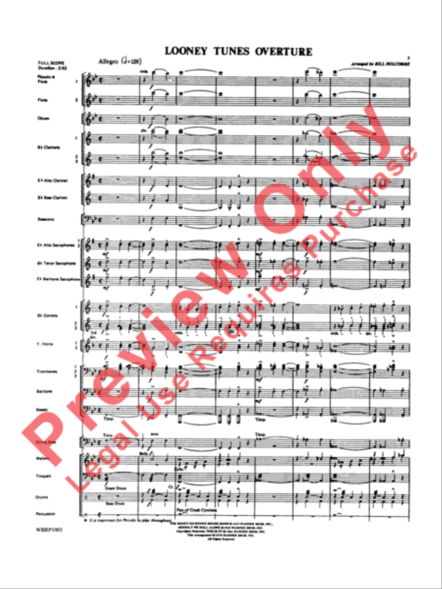 Looney Tunes Overture Looney Tunes Overture Concert Band scores gallery preview page 4